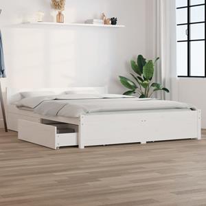 VidaXL Bedframe met lades wit 135x190 cm