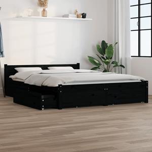 VidaXL Bedframe met lades zwart 150x200 cm