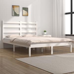 VidaXL Bedframe massief grenenhout wit 120x190 cm