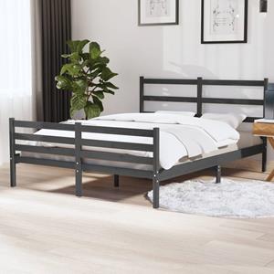 VidaXL Bedframe massief grenenhout grijs 135x190 cm