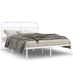 VidaXL Bedframe met hoofdbord metaal wit 150x200 cm