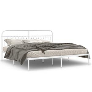 VidaXL Bedframe met hoofdbord metaal wit 200x200 cm