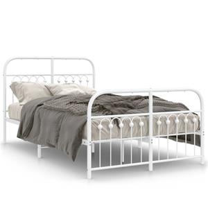 VidaXL Bedframe met hoofd- en voeteneinde metaal wit 120x200 cm