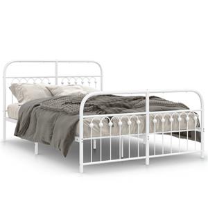 VidaXL Bedframe met hoofd- en voeteneinde metaal wit 140x190 cm