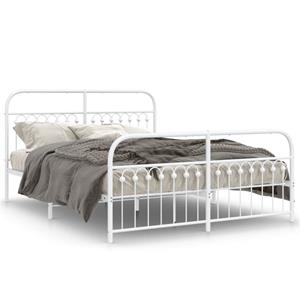 VidaXL Bedframe met hoofd- en voeteneinde metaal wit 150x200 cm