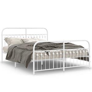 VidaXL Bedframe met hoofd- en voeteneinde metaal wit 160x200 cm