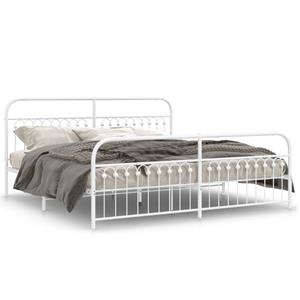 VidaXL Bedframe met hoofd- en voeteneinde metaal wit 200x200 cm