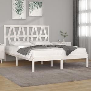 VidaXL Bedframe massief grenenhout wit 135x190 cm 4FT6 Double