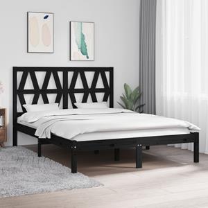 VidaXL Bedframe massief grenenhout zwart 140x190 cm