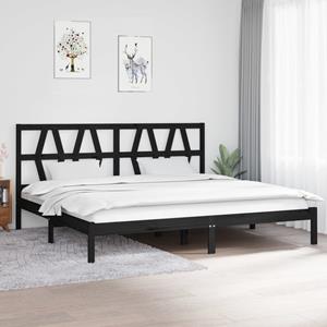 VidaXL Bedframe massief grenenhout zwart 200x200 cm