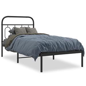VidaXL Bedframe met hoofdbord metaal zwart 90x200 cm