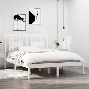 VidaXL Bedframe massief hout wit 135x190 cm