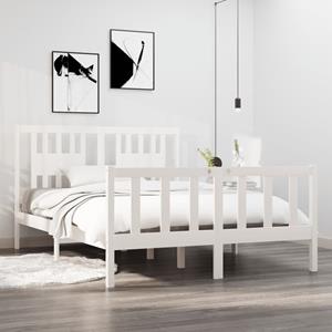 VidaXL Bedframe massief hout wit 135x190 cm