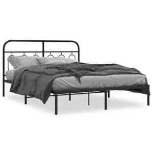 VidaXL Bedframe met hoofdbord metaal zwart 150x200 cm