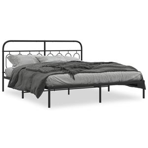 VidaXL Bedframe met hoofdbord metaal zwart 160x200 cm