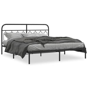 VidaXL Bedframe met hoofdbord metaal zwart 180x200 cm