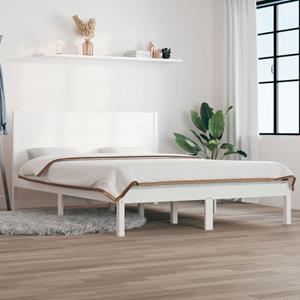 VidaXL Bedframe massief hout wit 150x200 cm