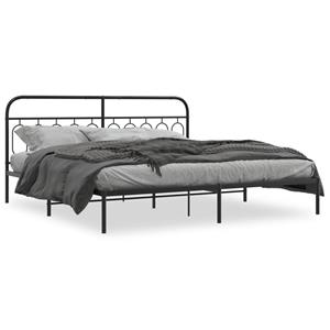 VidaXL Bedframe met hoofdbord metaal zwart 200x200 cm