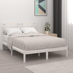 VidaXL Bedframe massief hout wit 135x190 cm