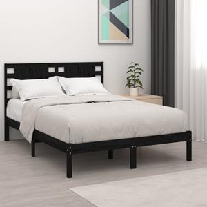 VidaXL Bedframe massief grenenhout zwart 140x190 cm