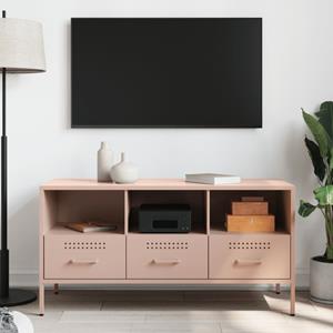 vidaXL Tv-meubel 100,5x39x50,5 cm koudgewalst staal roze