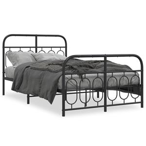 VidaXL Bedframe met hoofd- en voeteneinde metaal zwart 120x190 cm