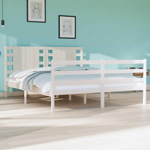 VidaXL Bedframe massief grenenhout wit 135x190 cm 4FT6 Double