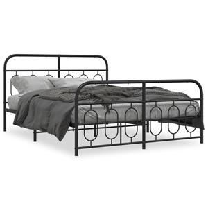 VidaXL Bedframe met hoofd- en voeteneinde metaal zwart 135x190 cm