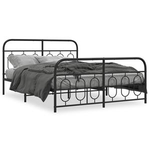 VidaXL Bedframe met hoofd- en voeteneinde metaal zwart 140x190 cm