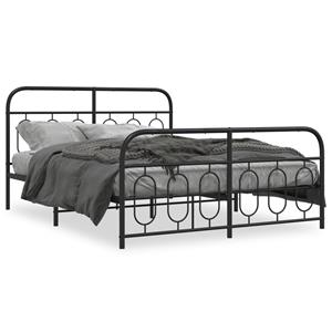 VidaXL Bedframe met hoofd- en voeteneinde metaal zwart 140x200 cm