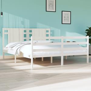 VidaXL Bedframe massief grenenhout wit 150x200 cm