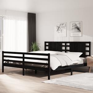 VidaXL Bedframe massief grenenhout zwart 200x200 cm