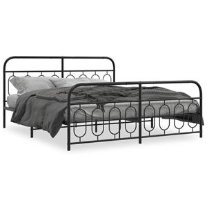 VidaXL Bedframe met hoofd- en voeteneinde metaal zwart 180x200 cm