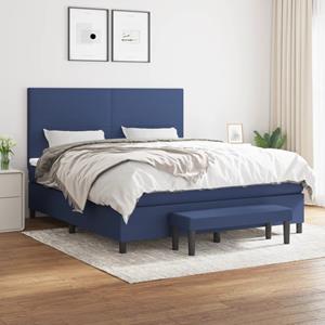 VidaXL Boxspring met matras stof blauw 160x200 cm