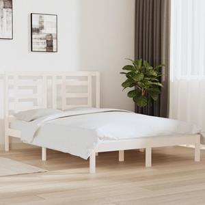 VidaXL Bedframe massief grenenhout wit 135x190 cm 4FT6 Double