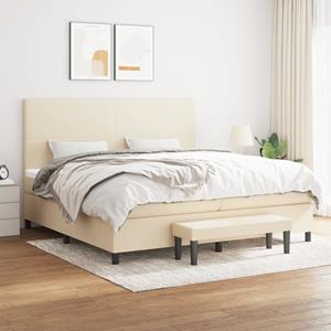 VidaXL Boxspring met matras stof crèmekleurig 200x200 cm