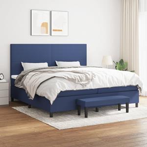 VidaXL Boxspring met matras stof blauw 200x200 cm