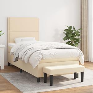 VidaXL Boxspring met matras stof crèmekleurig 90x190 cm