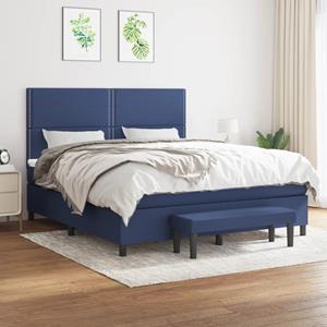 VidaXL Boxspring met matras stof blauw 160x200 cm