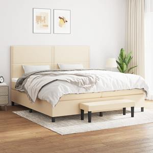 VidaXL Boxspring met matras stof crèmekleurig 200x200 cm