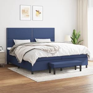 VidaXL Boxspring met matras stof blauw 200x200 cm