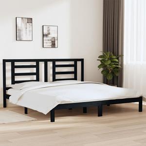 VidaXL Bedframe massief grenenhout zwart 200x200 cm