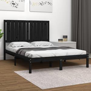 VidaXL Bedframe massief grenenhout zwart 120x200 cm