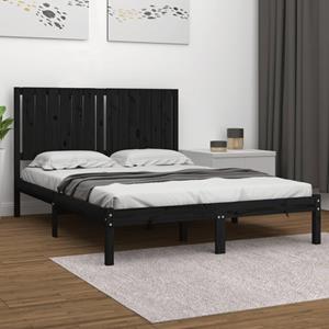 VidaXL Bedframe massief grenenhout zwart 140x200 cm