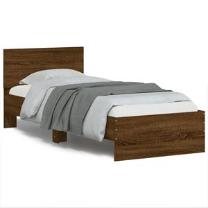 VidaXL Bedframe met hoofdbord bewerkt hout bruin eikenkleur 75x190 cm