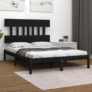 VidaXL Bedframe massief hout zwart 120x190 cm