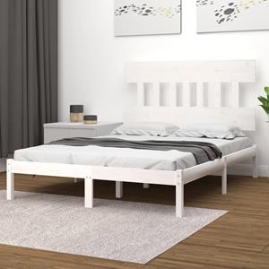 VidaXL Bedframe massief hout wit 135x190 cm