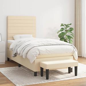 VidaXL Boxspring met matras stof crèmekleurig 90x190 cm