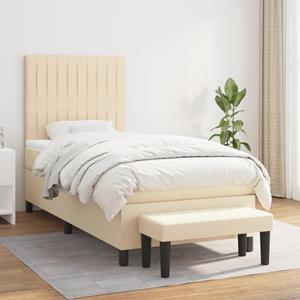 VidaXL Boxspring met matras stof crèmekleurig 90x190 cm