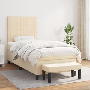 VidaXL Boxspring met matras stof crèmekleurig 100x200 cm